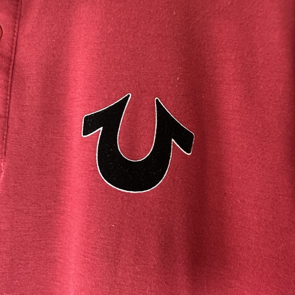 True Religion XXL Red Polo‎ Shirt Buddha Logo Y2K Streetwear Grunge Skate Core - Picture 5 of 11